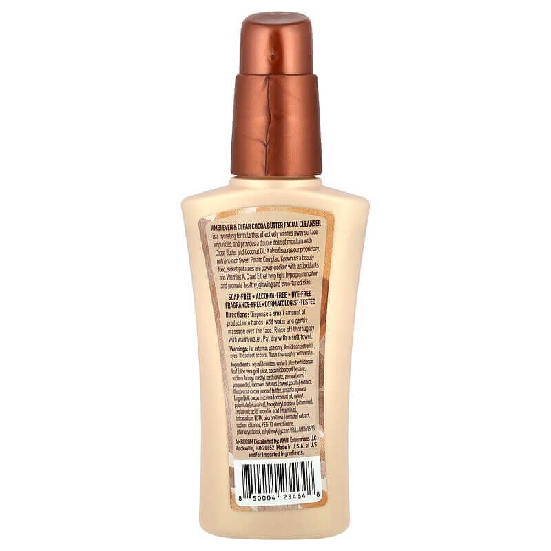 AMBI Even & Clear Cocoa Butter Facial Cleanser, Fragrance-Free (3.5oz)