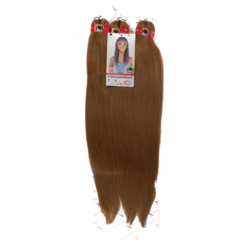 50" X-Pression Prestretched 3X Braiding Hair Extension - 240g in a pack, showcasing sleek, tangle-free strands.