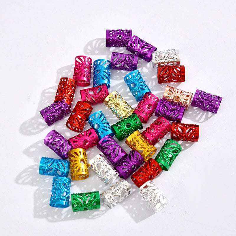 40 Pcs Dreadlocks DIY Hair Accessories For Decoration Ring Cuffs Clips
