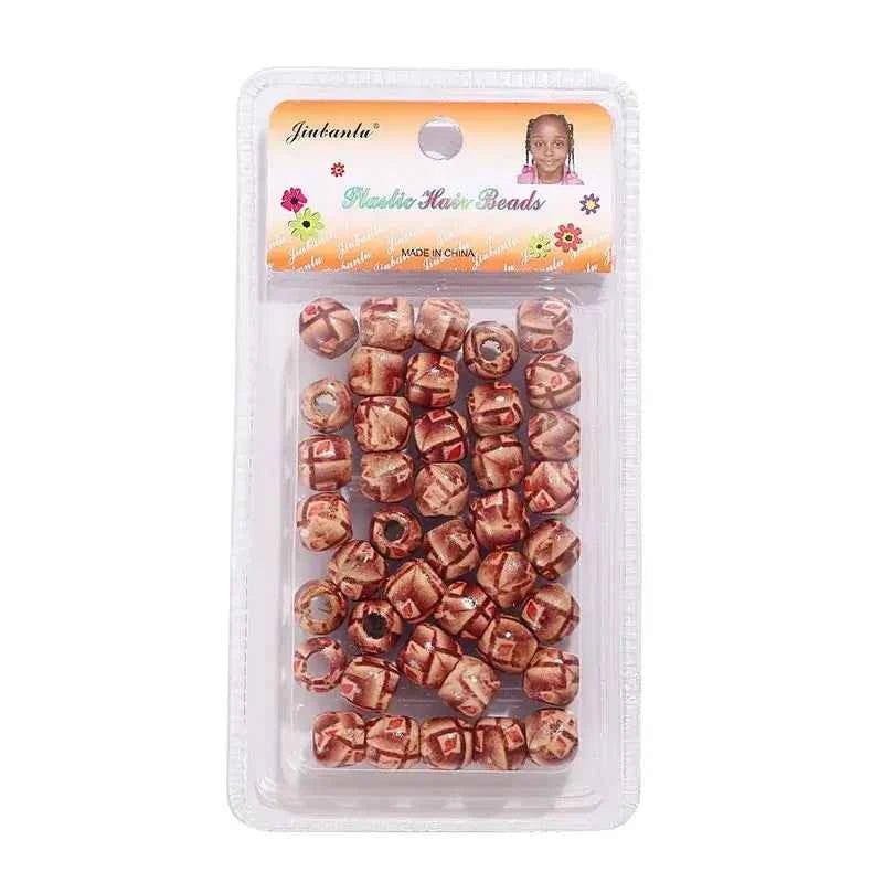 40 Pcs Printed Wooden Hair Beads African Braids Decorative Hair Beads