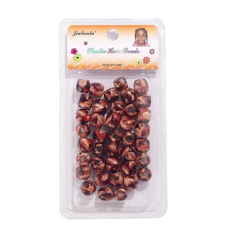 40 Pcs Printed Wooden Hair Beads African Braids Decorative Hair Beads