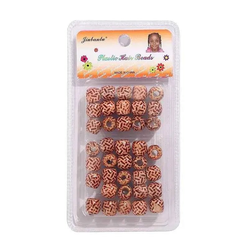 40 Pcs Printed Wooden Hair Beads African Braids Decorative Hair Beads