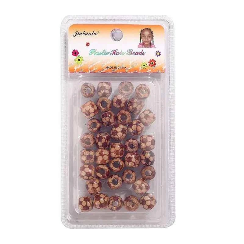 40 Pcs Printed Wooden Hair Beads African Braids Decorative Hair Beads