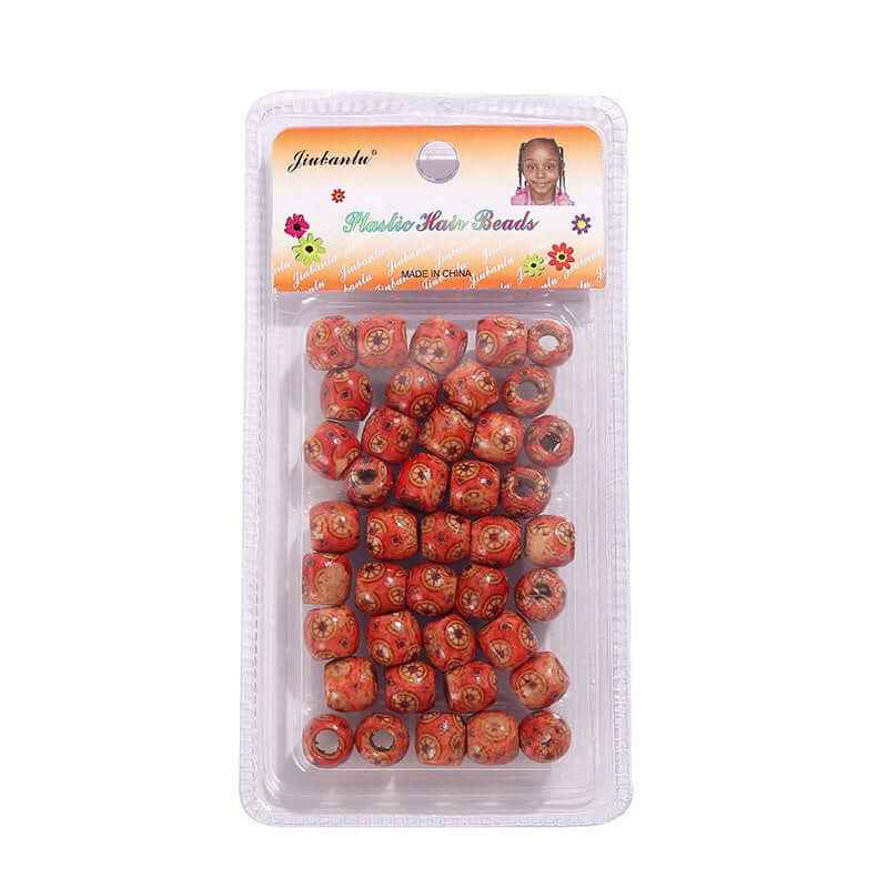 40 Pcs Printed Wooden Hair Beads African Braids Decorative Hair Beads