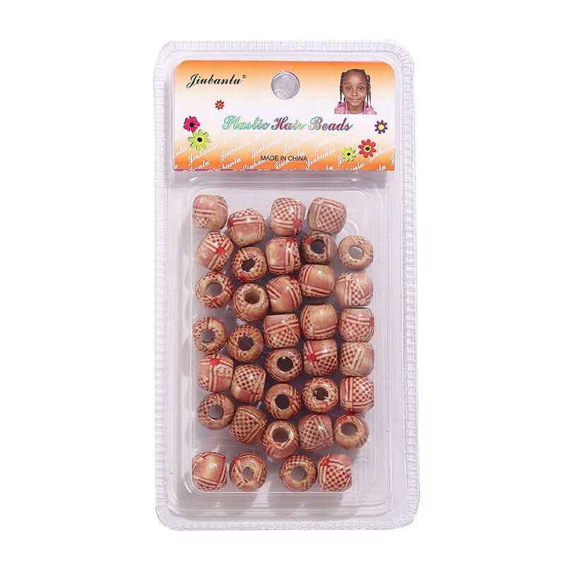 40 Pcs Printed Wooden Hair Beads African Braids Decorative Hair Beads
