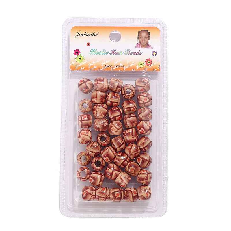 40 Pcs Printed Wooden Hair Beads African Braids Decorative Hair Beads