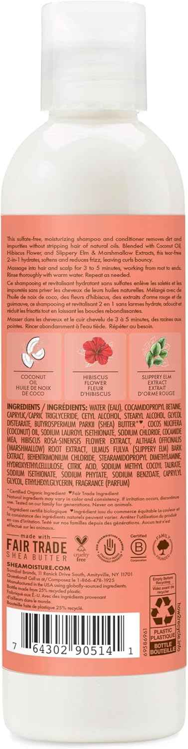 SHEA MOISTURE Kids Coconut & Hibiscus 2-In-1 Curl & Shine Shampoo & Conditioner (8oz)