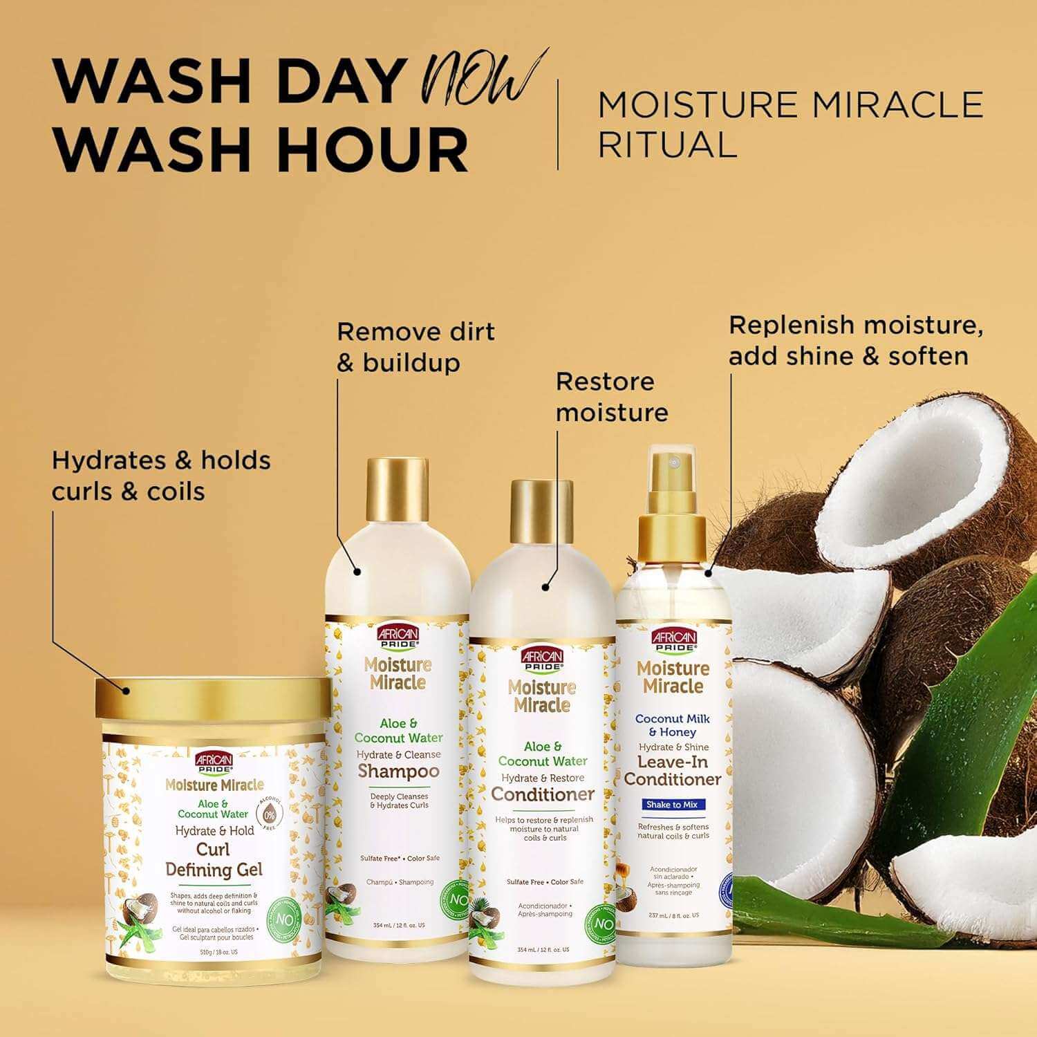 AFRICAN PRIDE Moisture Miracle Curl Defining Gel (18oz) featured in the Moisture Miracle Ritual product line.