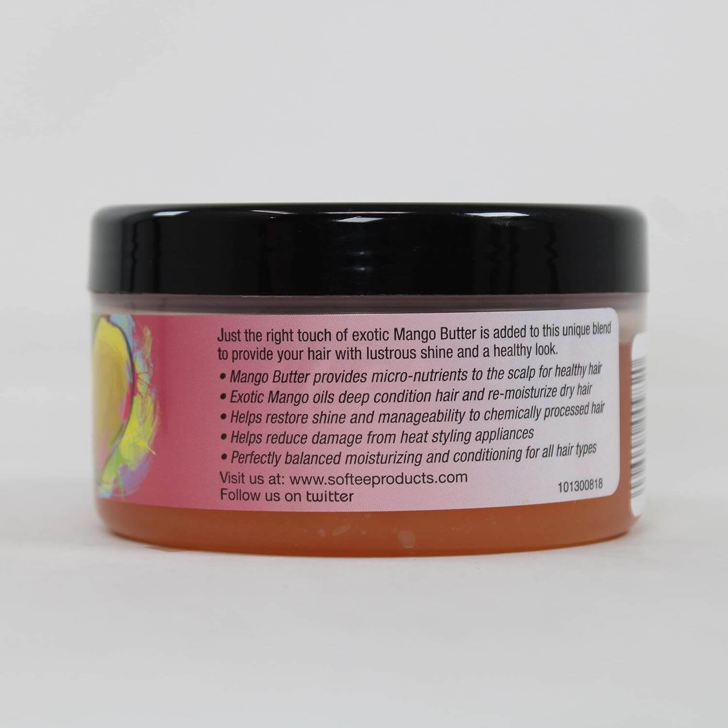 SOFTEE Signature Mango Hair Growth Treatment 5.25oz jar, featuring exotic mango butter for healthy hair.