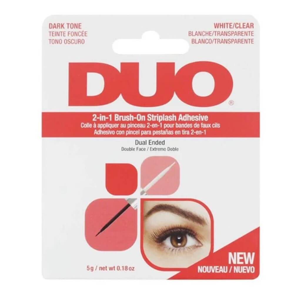 DUO 2-in-1 Brush On Clear & Dark Adhesive - White/Clear (0.18oz) packaging with dual-ended applicator.