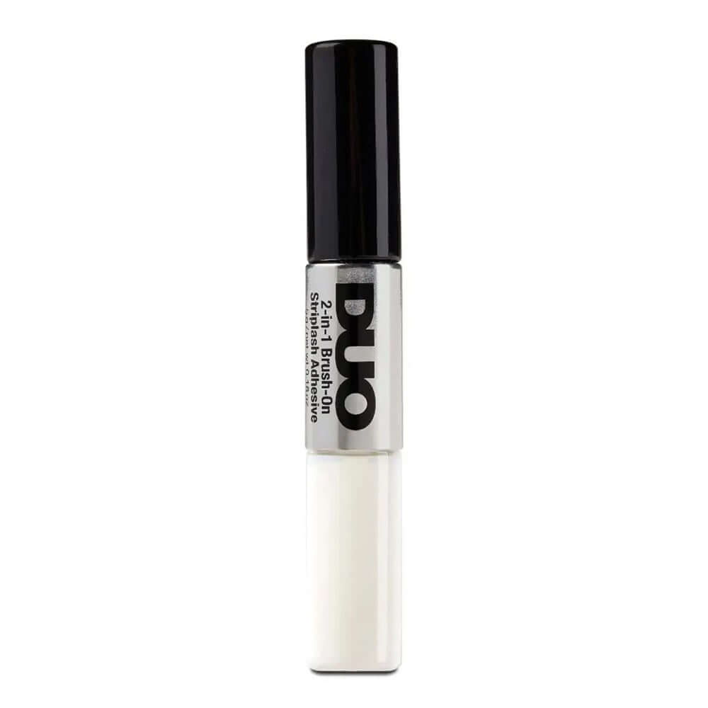 DUO 2-in-1 Brush On Clear & Dark Adhesive - White/Clear (0.18oz) bottle with two applicators.