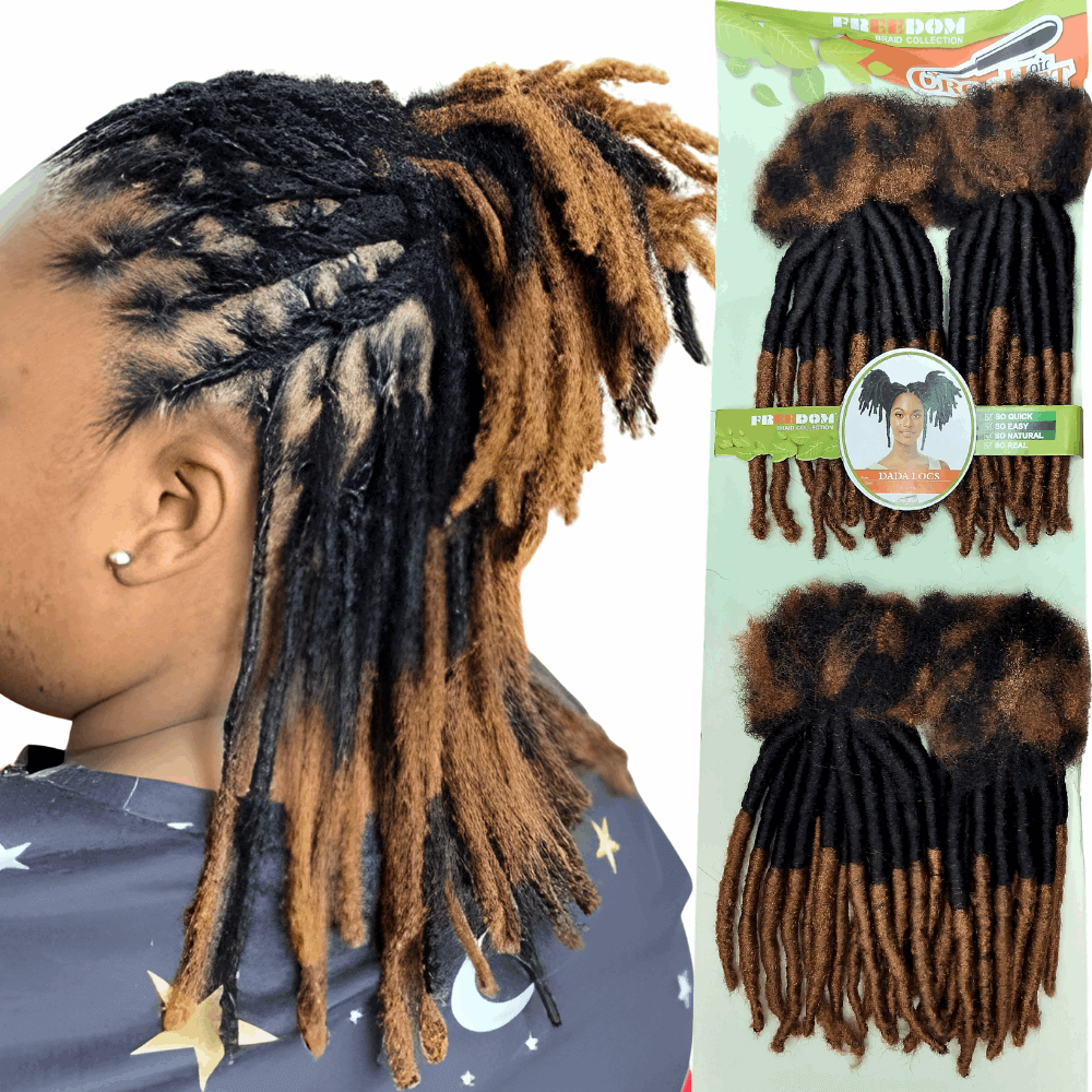 10" Freedom Collection DADA Locs Dreadlock Synthetic Crochet displayed on a model showcasing natural beauty and style.