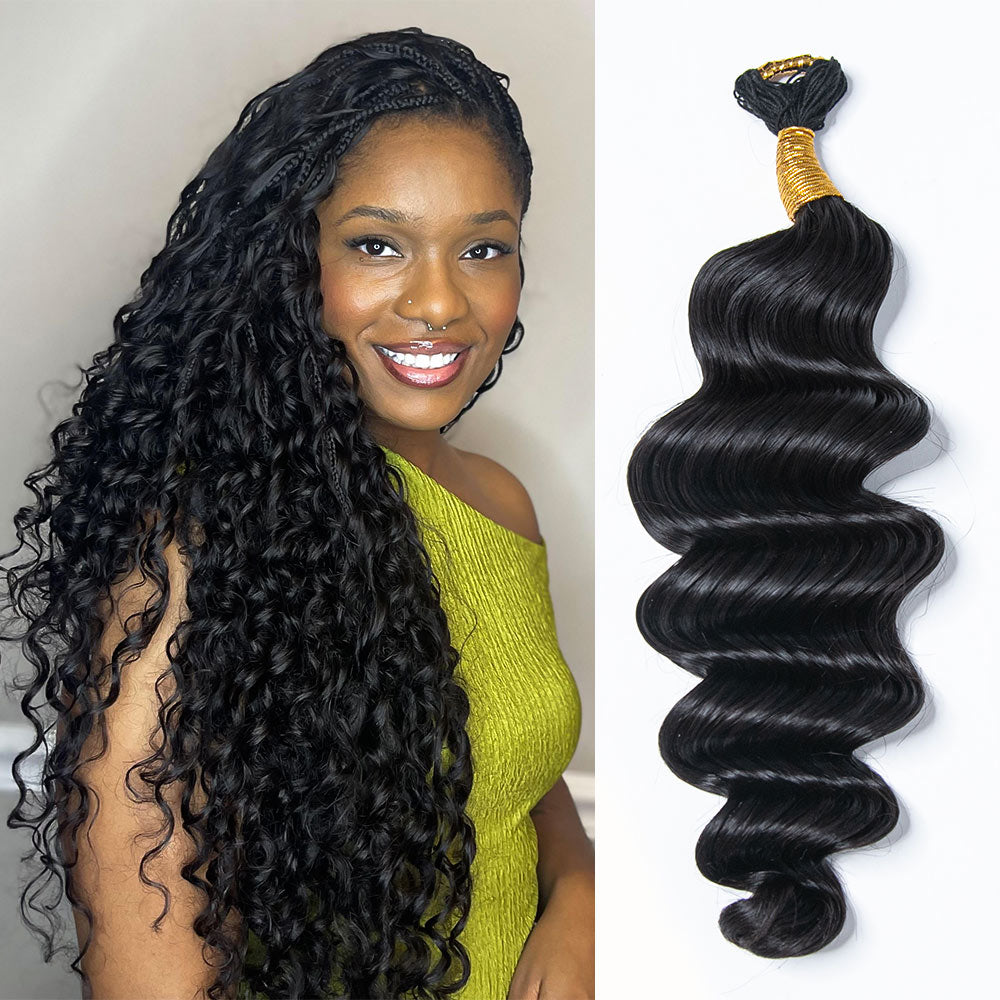 100% Human Hair Feathered Crochet Boho Hair Extension