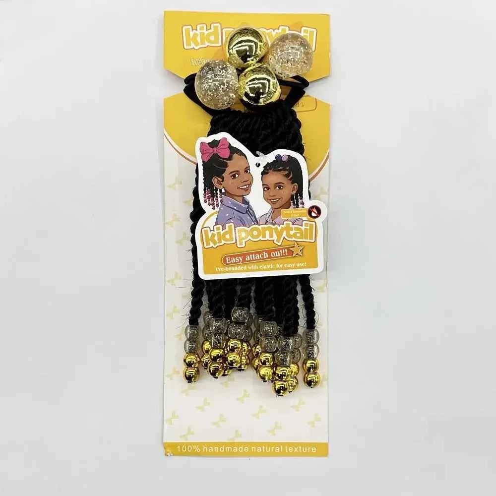 Kids/Girls 30mm colorful bobbles gold bling beads ponytail