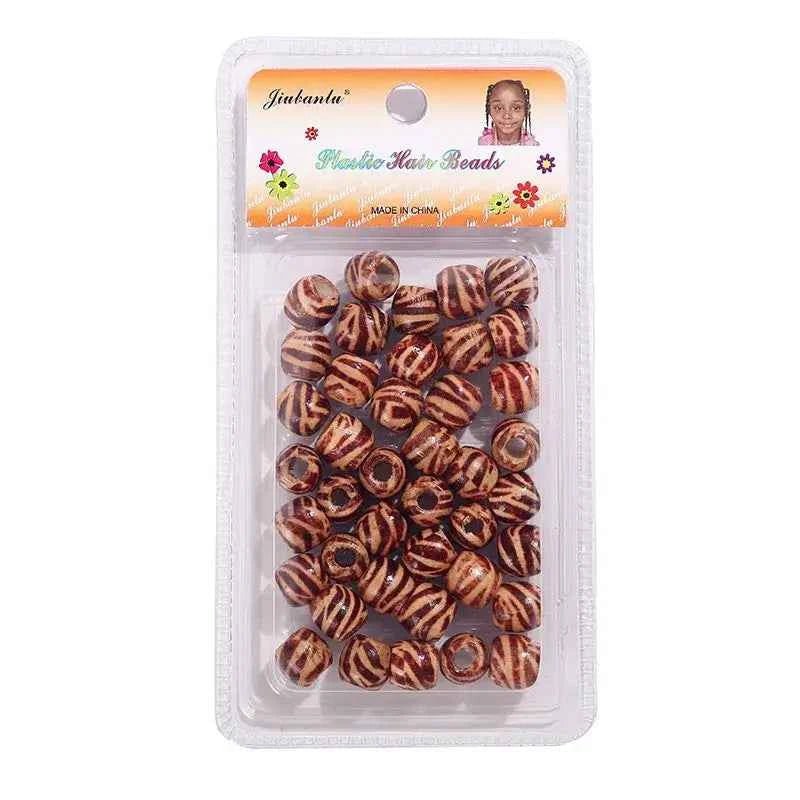 40 Pcs Printed Wooden Hair Beads African Braids Decorative Hair Beads