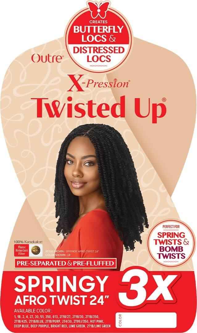 Outre X-Pression Twisted Up - Springy Afro Twist Crochet Braid 3X- 24"