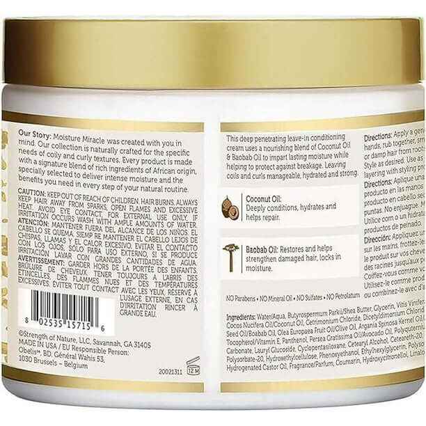 AFRICAN PRIDE Moisture Miracle Coconut & Baobab Oil Leave In Cream (15oz)