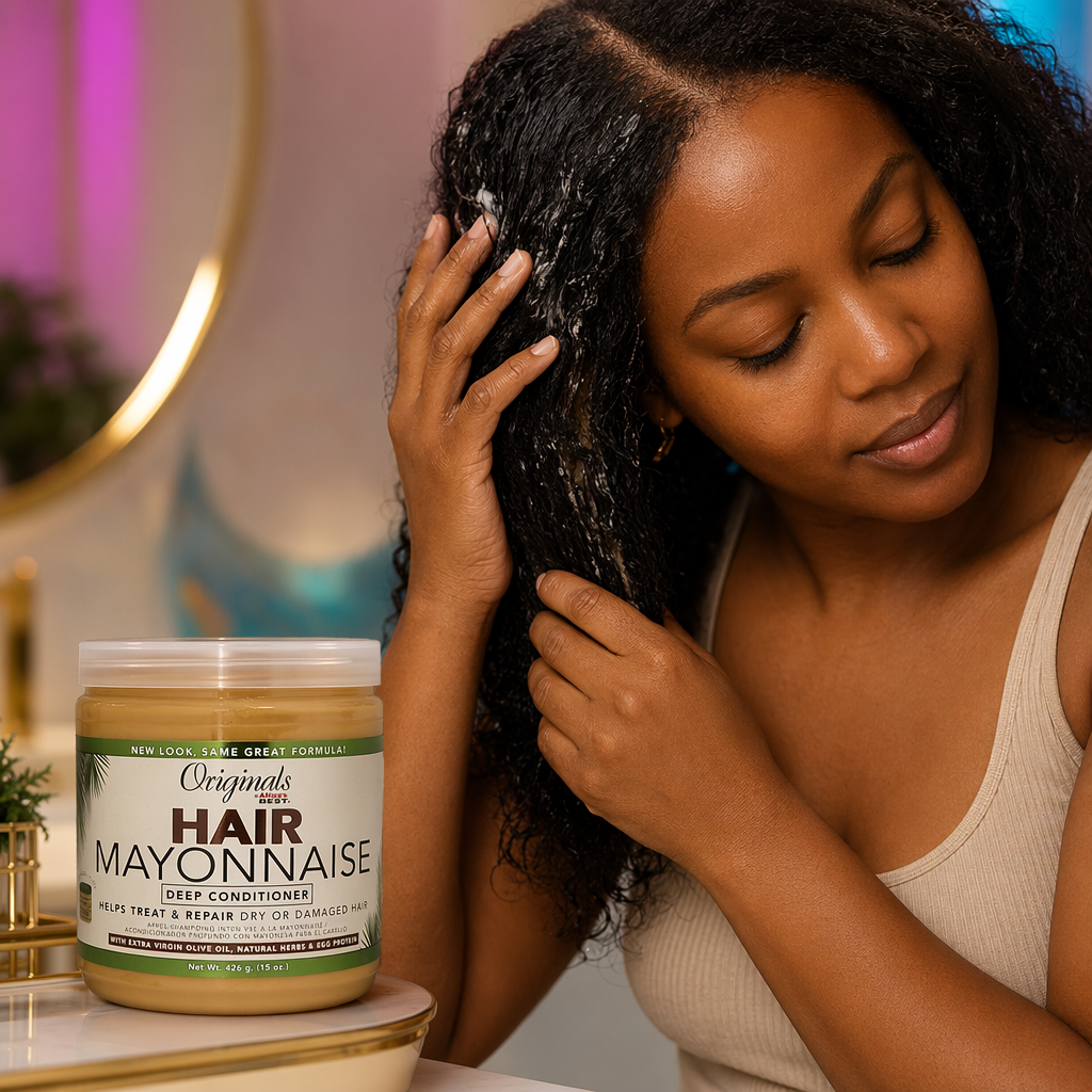 AFRICA'S BEST Originals Hair Mayonnaise Deep Conditioner (15oz) - usage