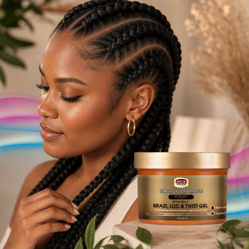 AFRICAN PRIDE Black Castor Miracle Braid Loc & Twist Gel (8oz) - result