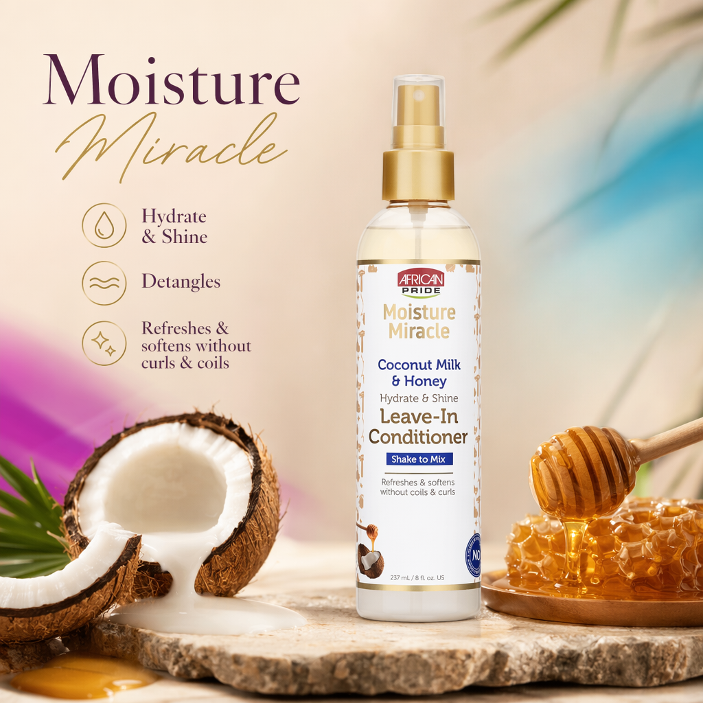 AFRICAN PRIDE Moisture Miracle Coconut Milk & Honey Leave In Conditioner (8oz) - benefit