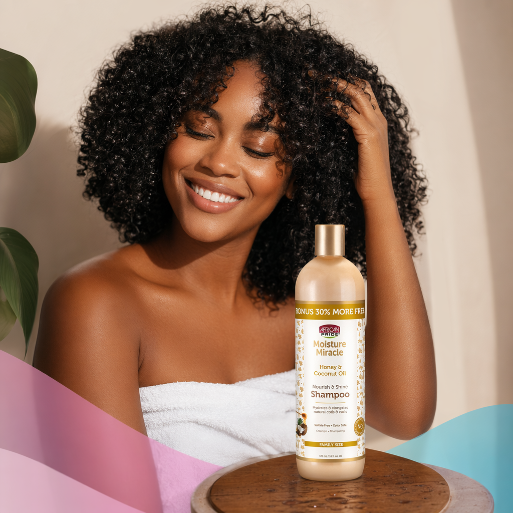 AFRICAN PRIDE Moisture Miracle Honey & Coconut Oil Shampoo (16oz) - result