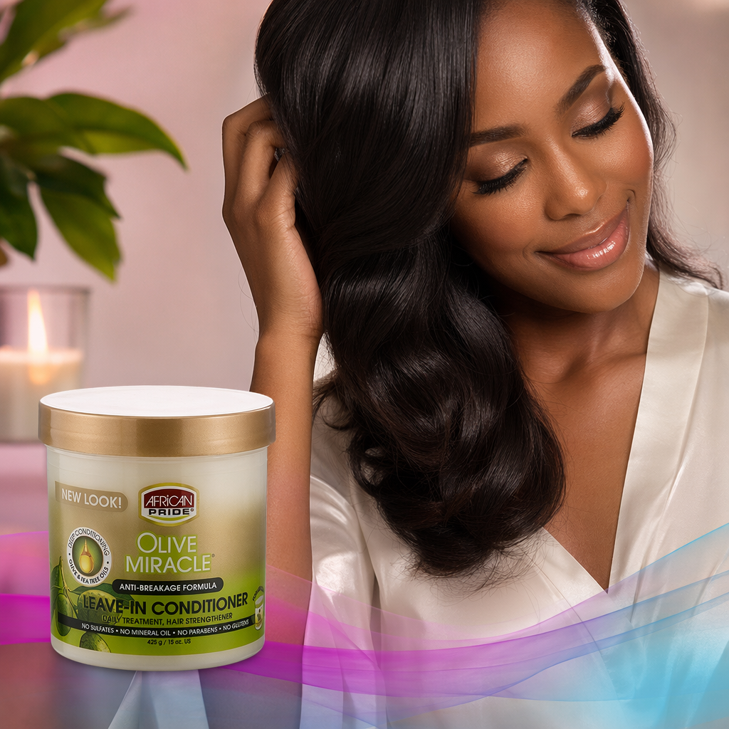 AFRICAN PRIDE Olive Miracle Leave-In Conditioner Creme (15oz) - result