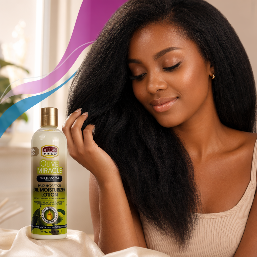 AFRICAN PRIDE Olive Miracle Oil Moisturizer Lotion (12oz) - result