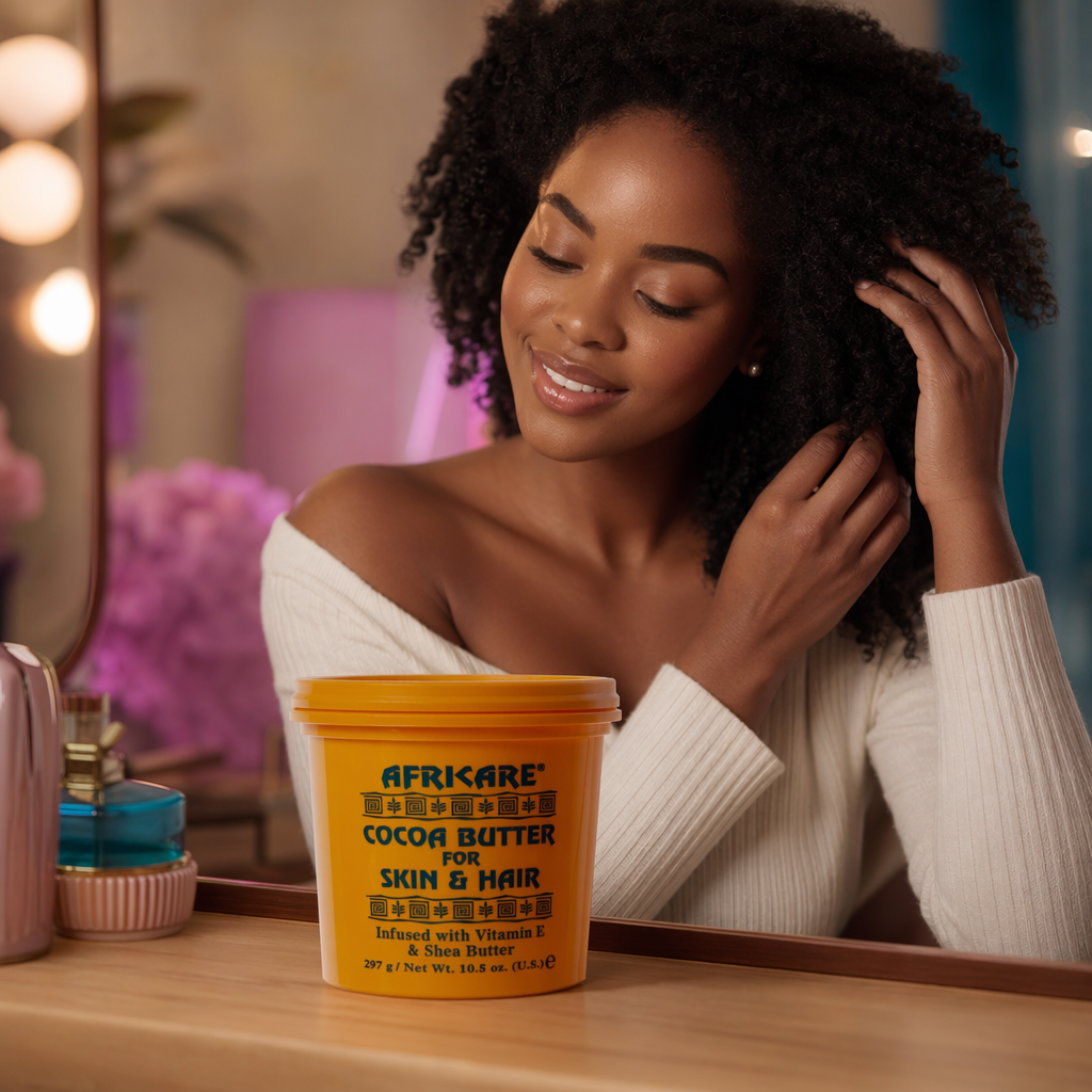 AFRICARE Cocoa Butter for Skin & Hair (10.5oz) - usage
