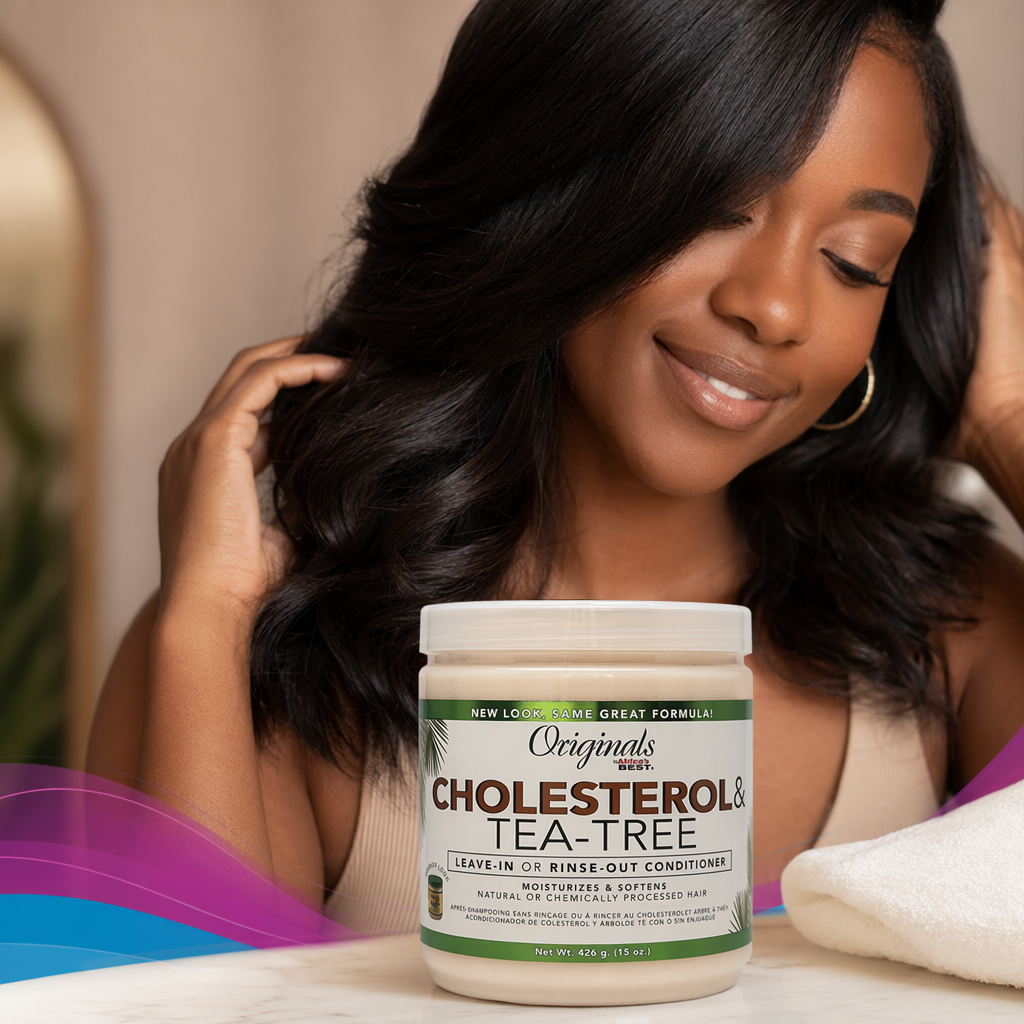 AFRICA'S BEST Originals Cholesterol & Tea-Tree Leave In or Rinse Out Conditioner (15oz) - result