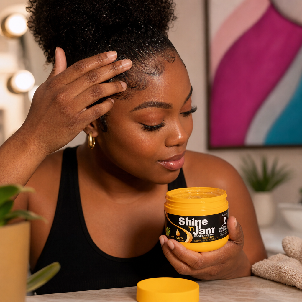 AMPRO Shine 'n Jam Conditioning Gel [Extra Hold] - usage