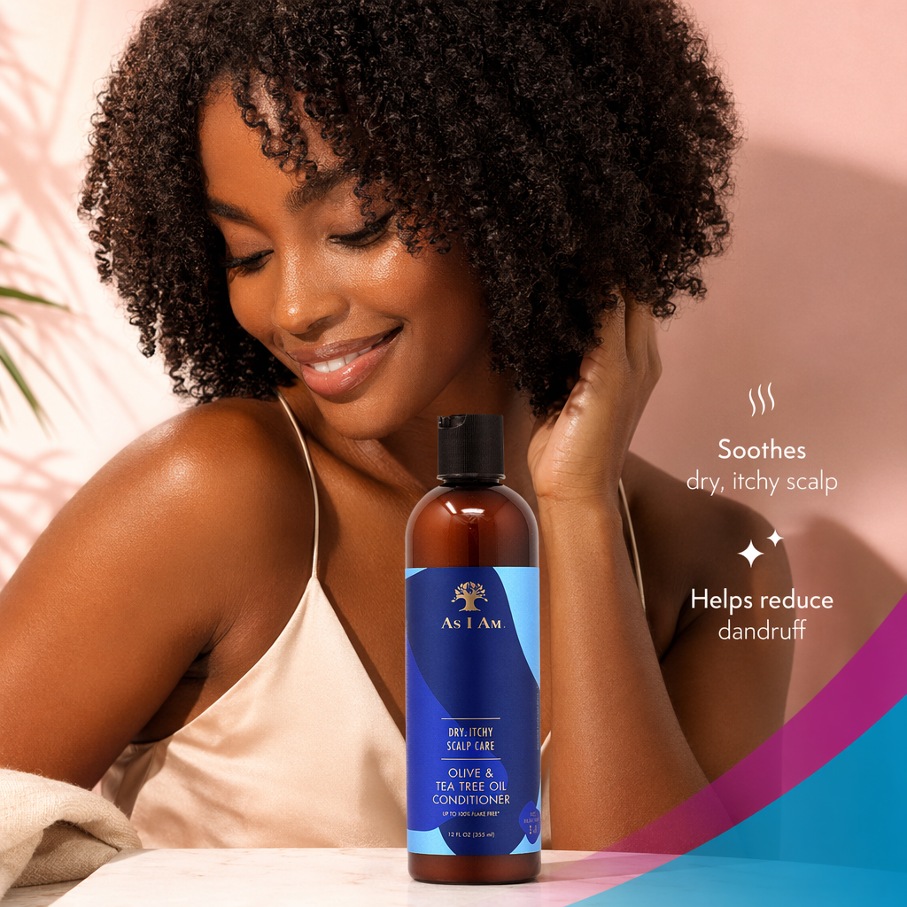 AS I AM Dry & Itchy Scalp Care Olive & Tea Tree Conditioner (12oz) - result