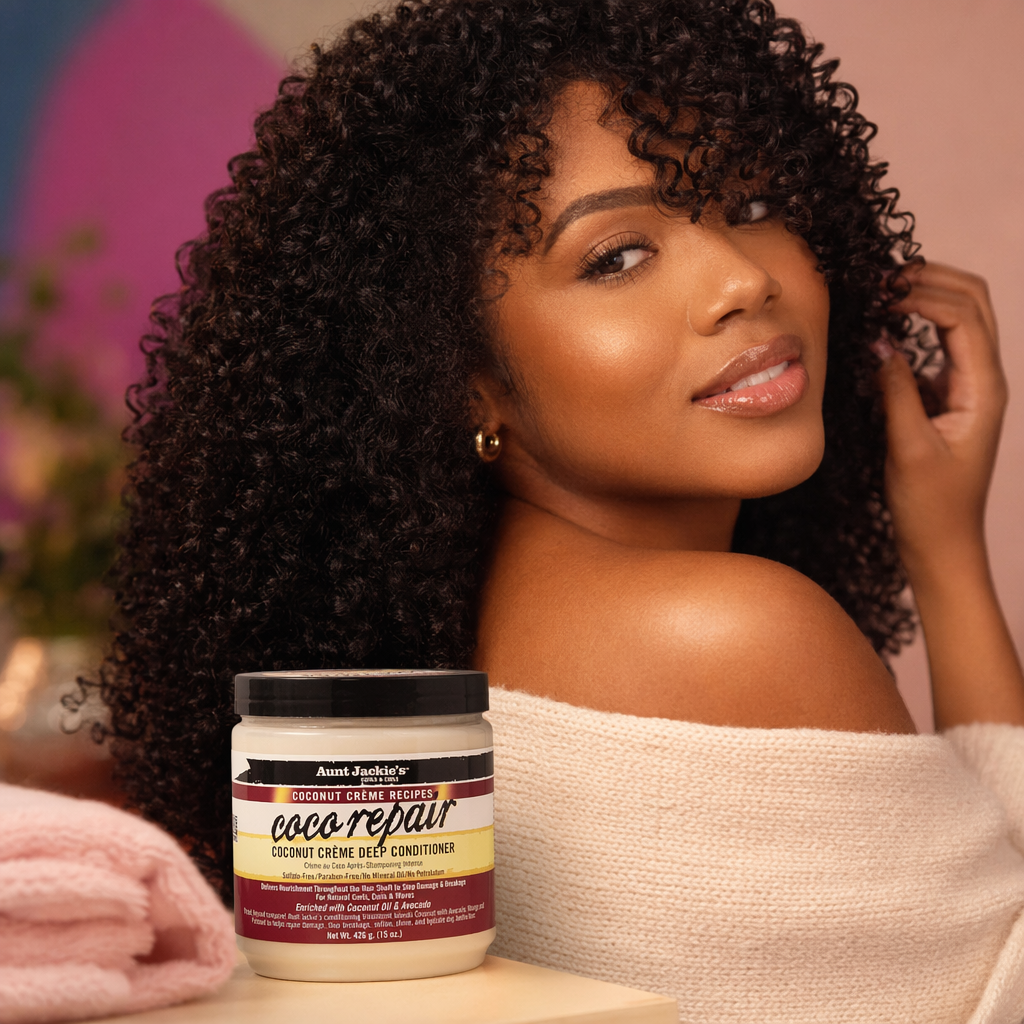 AUNT JACKIE'S Coco Repair Coconut Cream Deep Conditioner (15oz) - result