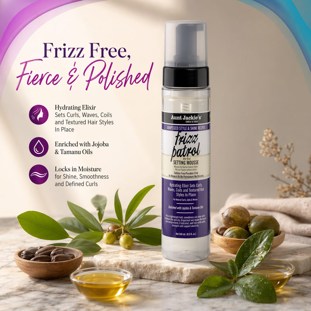 AUNT JACKIE'S Grapeseed Frizz Patrol Anti-Poof Setting Mousse (8.25oz) - benefit