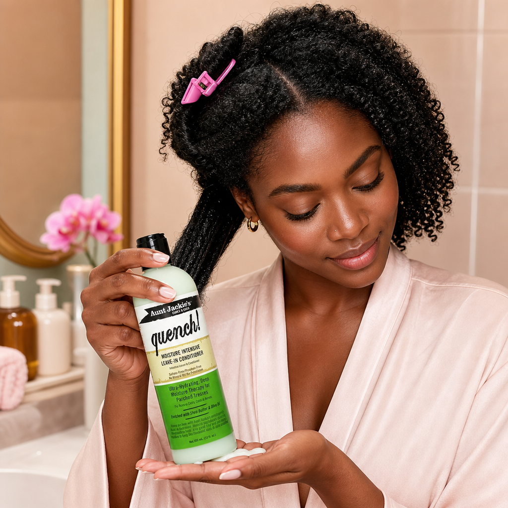 AUNT JACKIE'S Quench! Moisture Intensive Leave-In Conditioner (12oz) - usage