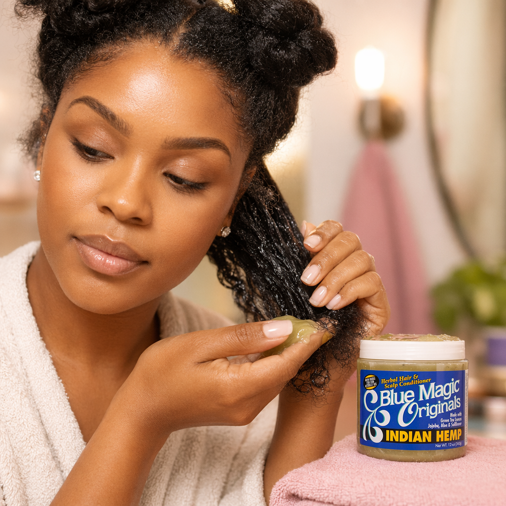 BLUE MAGIC Indian Hemp Hair & Scalp Conditioner (12oz) - usage