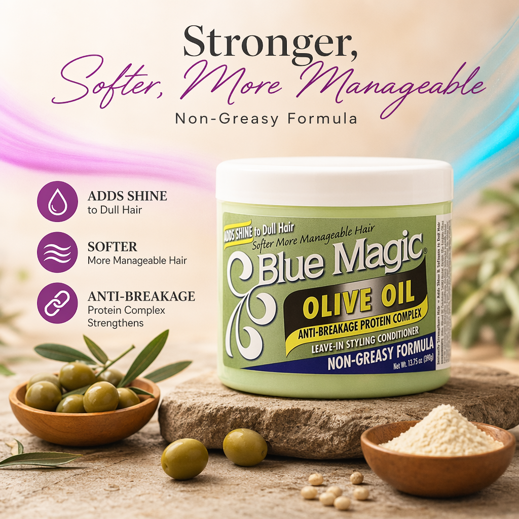 BLUE MAGIC Olive Oil Leave In Styling Conditioner (13.75oz) - benefit