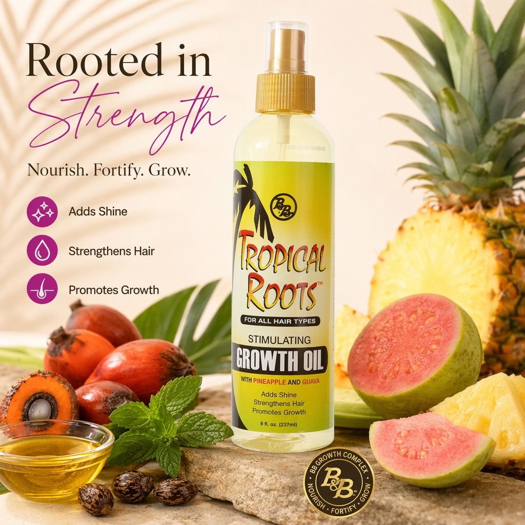 BRONNER BROTHERS Tropical Roots Stimulating Growth Oil (8oz) - benefit