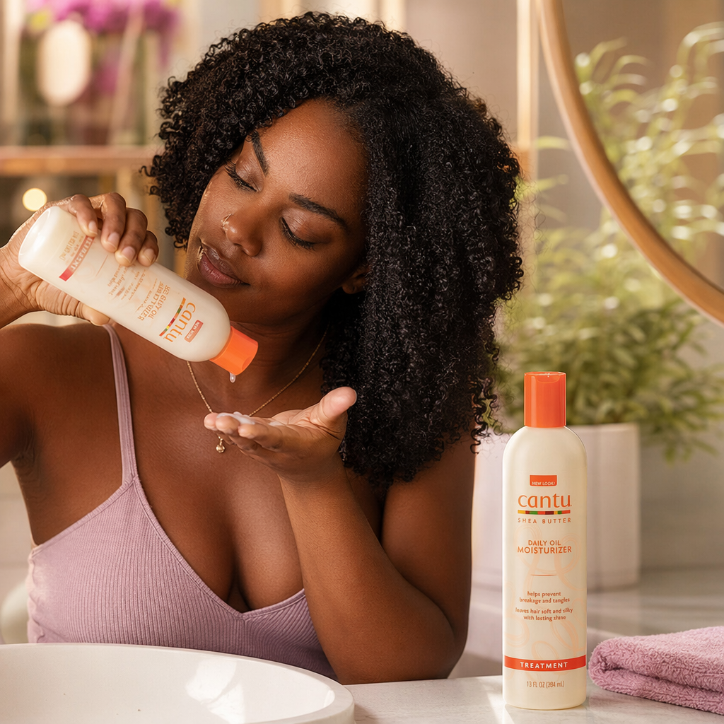 CANTU Shea Butter Daily Oil Moisturizer (13.5oz) - usage