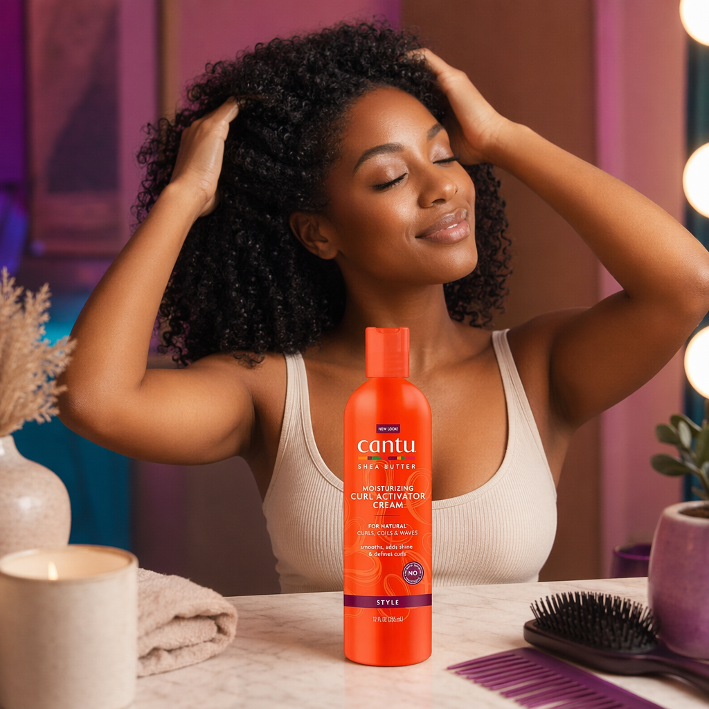 CANTU Shea Butter Moisturizing Curl Activator Cream (12oz) - usage