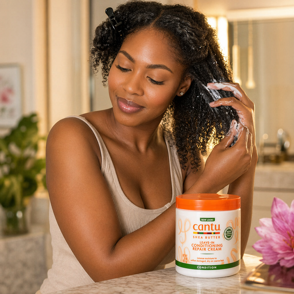 CANTU Shea Butter Leave In Conditioning Repair Cream (16oz) - usage