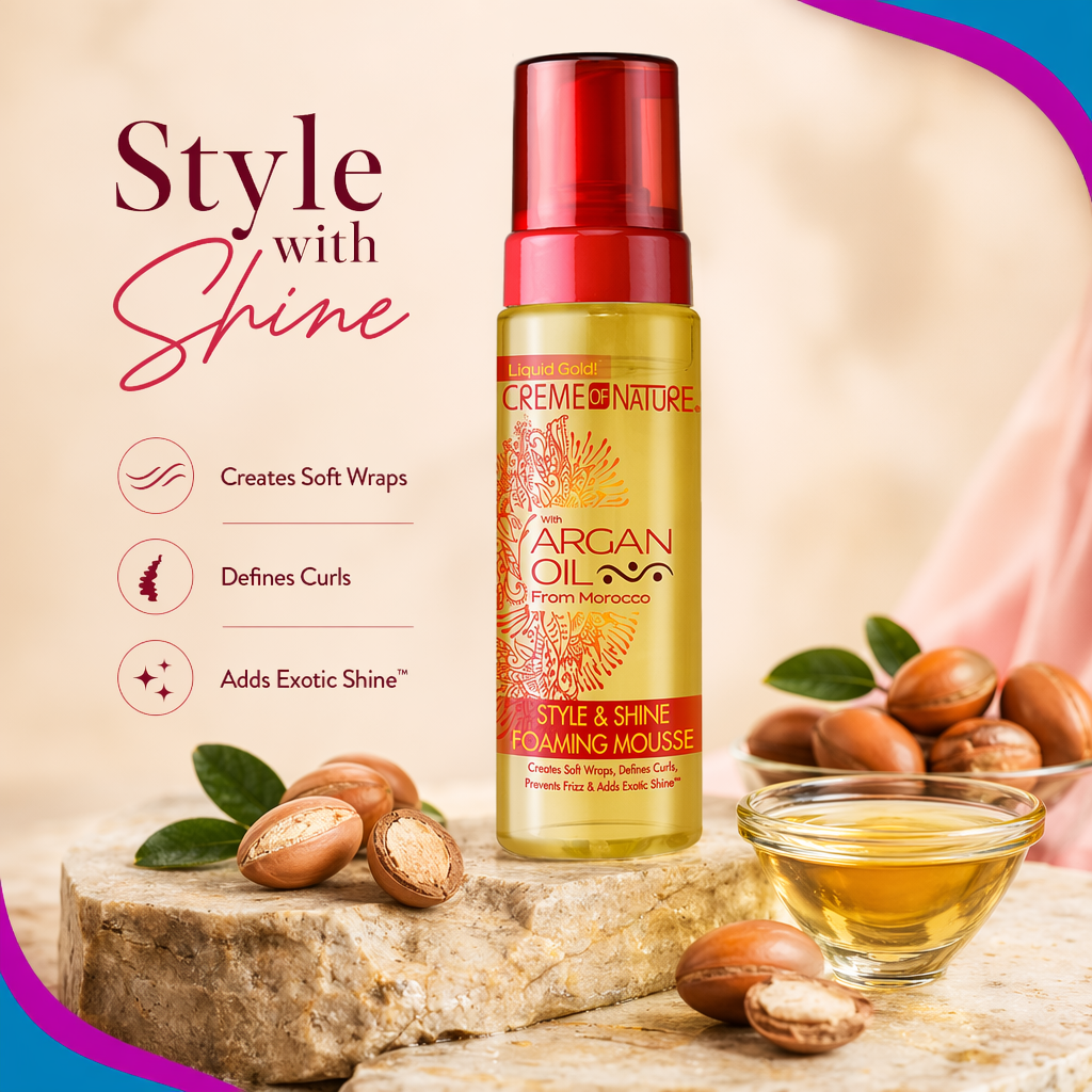 CREME OF NATURE Argan Oil Foaming Mousse (7oz) - benefit
