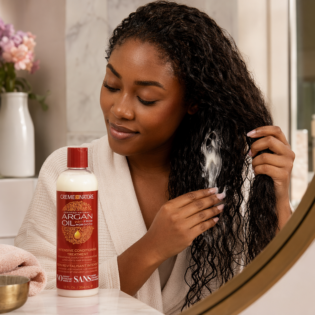 CREME OF NATURE Argan Oil Intensive Conditioning Treatment (12oz) - usage