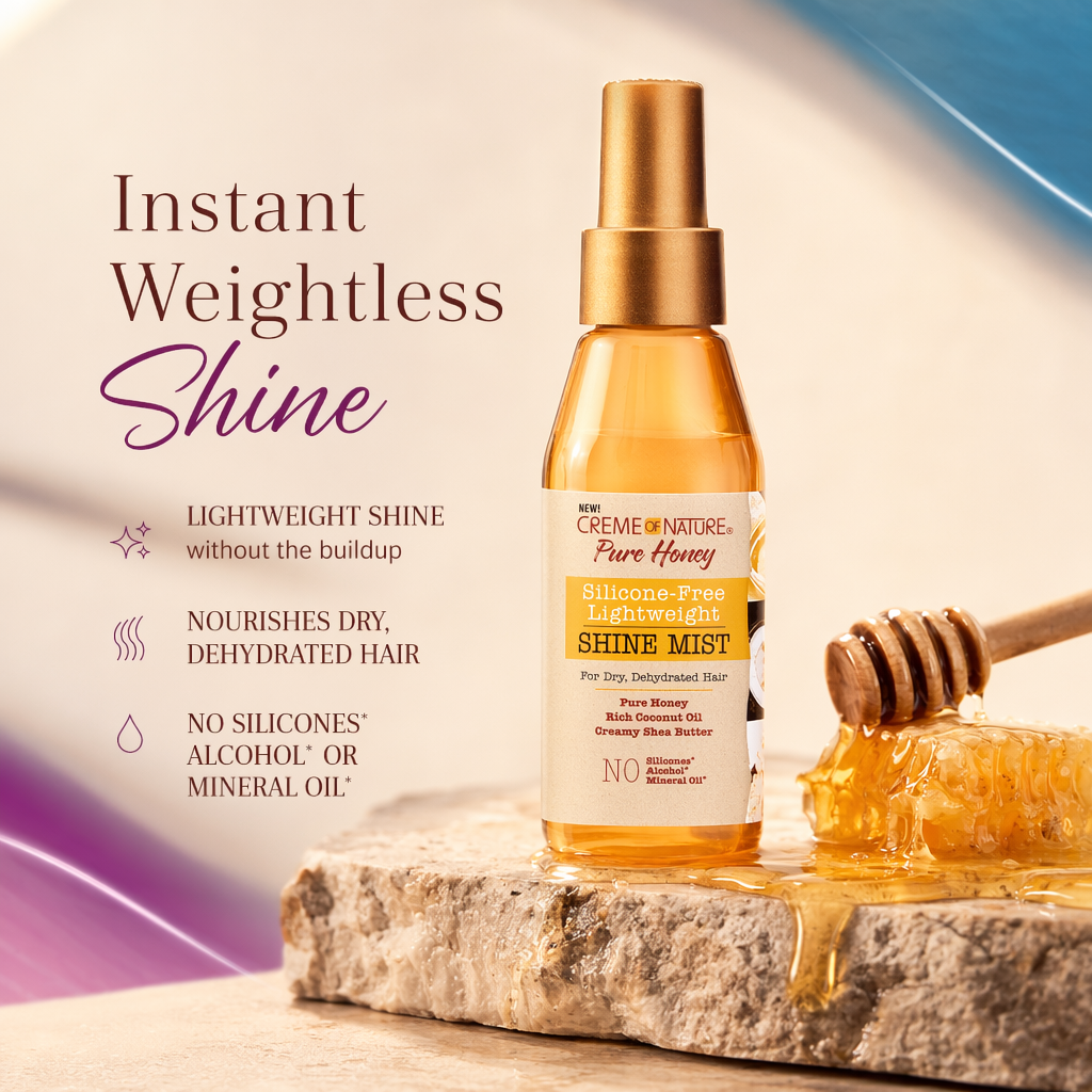 CREME OF NATURE Pure Honey Silicone-Free Lightweight Shine Mist (4oz) - benefit