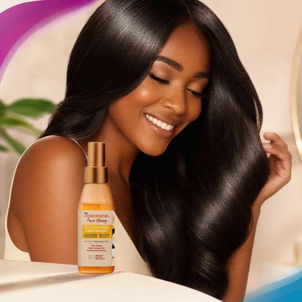 CREME OF NATURE Pure Honey Silicone-Free Lightweight Shine Mist (4oz) - result