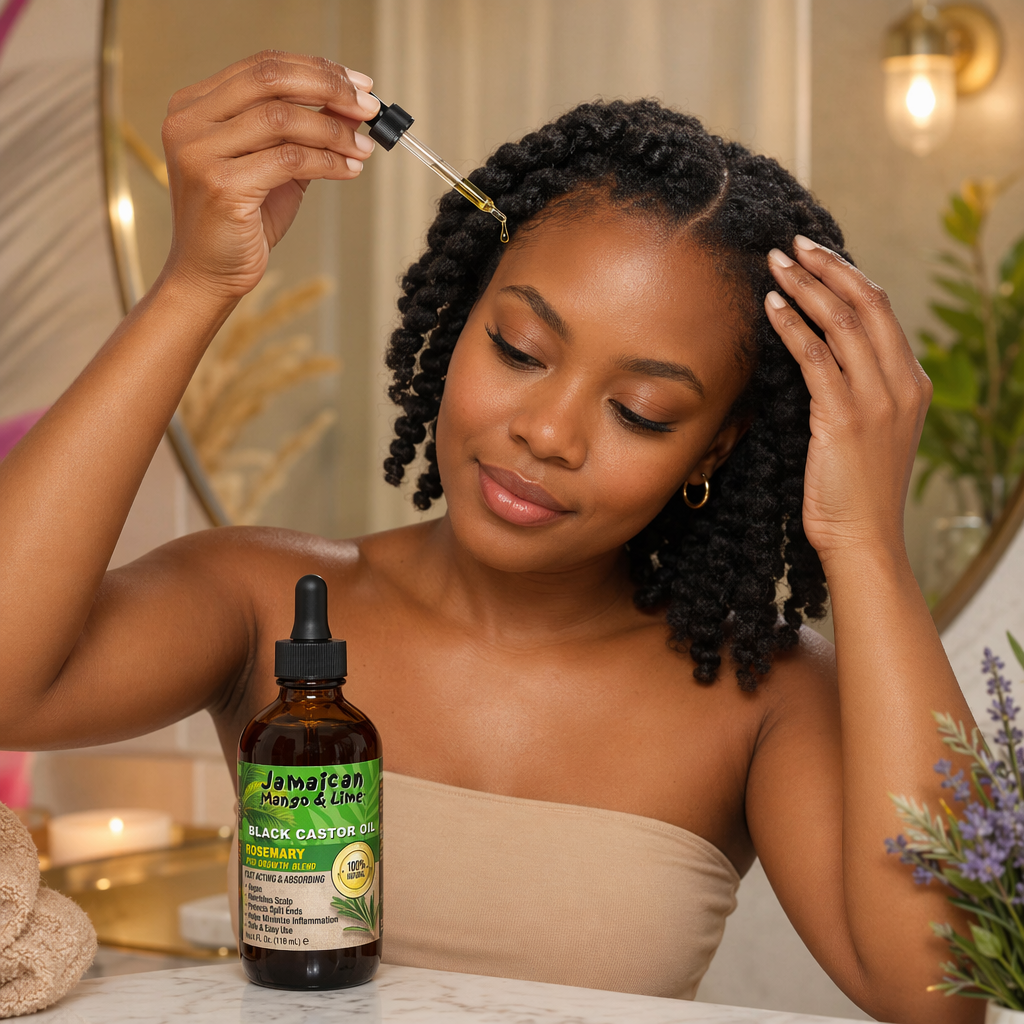 JAMAICAN MANGO & LIME Black Castor Oil [Rosemary] (4oz) - usage
