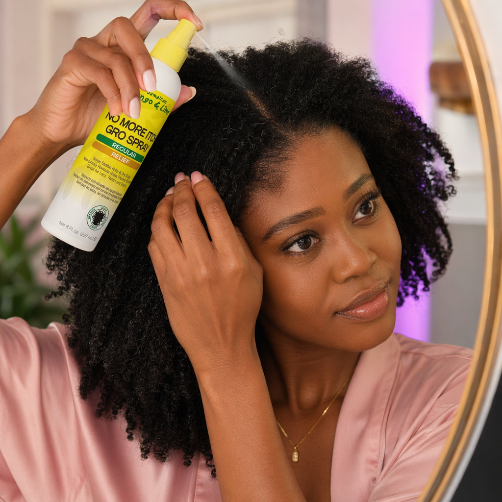 JAMAICAN MANGO & LIME No More Itch Gro Spray (8oz) - usage