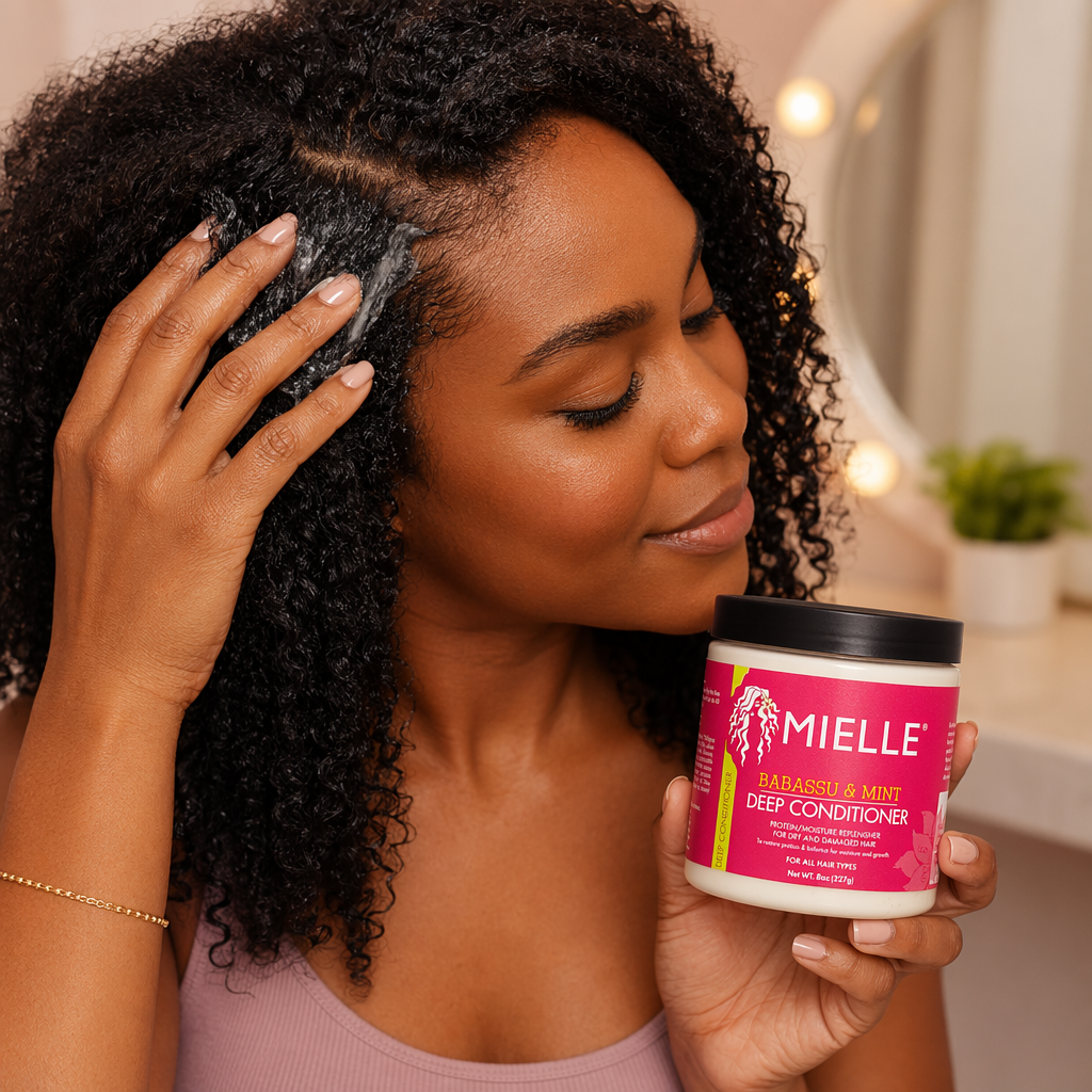 MIELLE Babassu & Mint Deep Conditioner (8oz) - usage