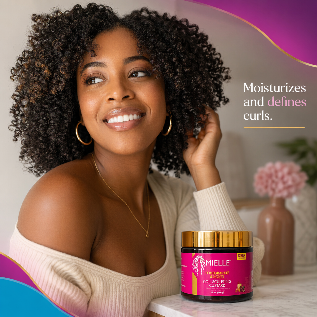 MIELLE Pomegranate & Honey Coil Sculpting Custard (12oz) - result