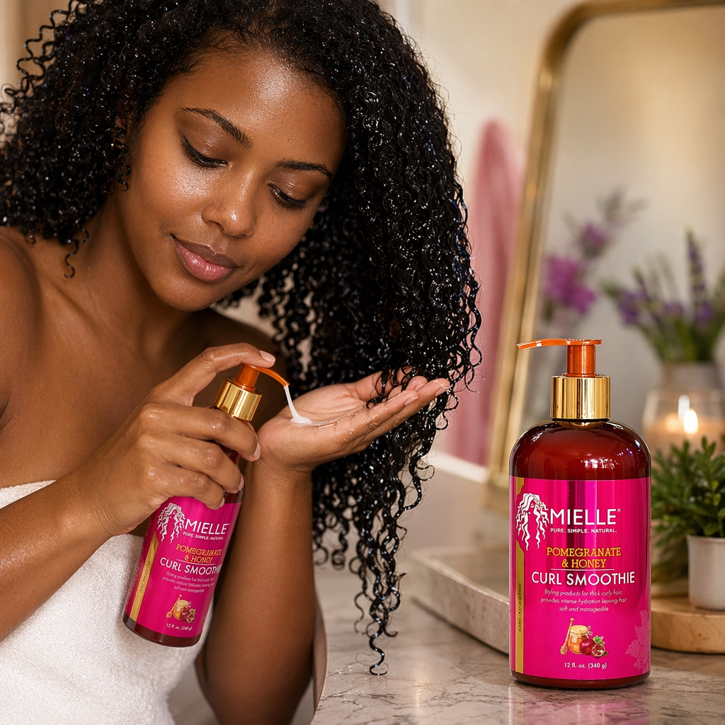 MIELLE Pomegranate & Honey Curl Smoothie (12oz) - usage