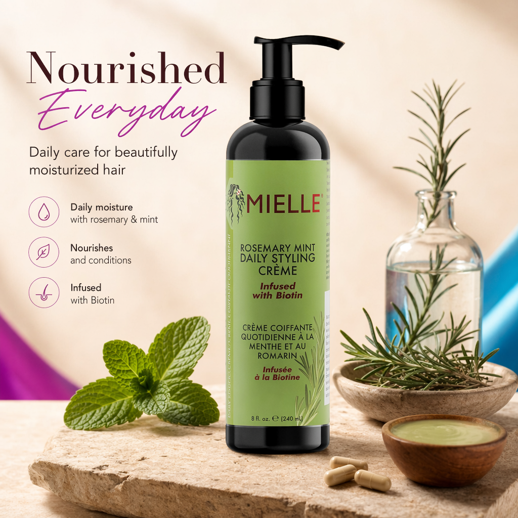 MIELLE Rosemary Mint Multivitamin Daily Styling Creme (8oz) - benefit